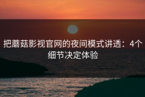 把蘑菇影视官网的夜间模式讲透：4个细节决定体验