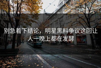 别急着下结论，明星黑料争议这回让人一晚上都在发酵