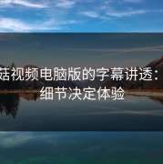 把蘑菇视频电脑版的字幕讲透：15个细节决定体验