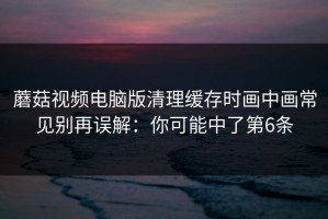 蘑菇视频电脑版清理缓存时画中画常见别再误解：你可能中了第6条