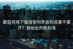 蘑菇视频下载搜索时界面到底要不要开？我给出判断标准