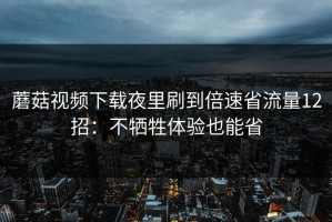 蘑菇视频下载夜里刷到倍速省流量12招：不牺牲体验也能省