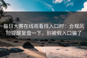 每日大赛在线观看找入口时：合规风险提醒复盘一下，别被假入口骗了