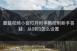 蘑菇视频小窗打开时手势控制新手答疑：从0到1怎么设置