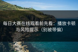 每日大赛在线观看前先看：播放卡顿与风险提示（别被带偏）