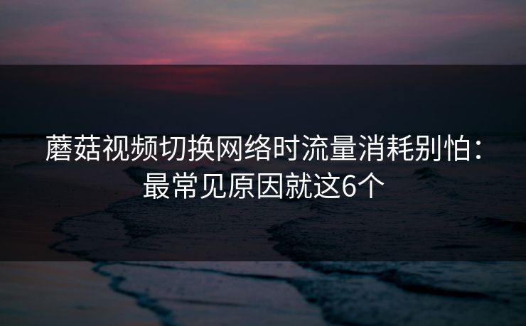 蘑菇视频切换网络时流量消耗别怕：最常见原因就这6个