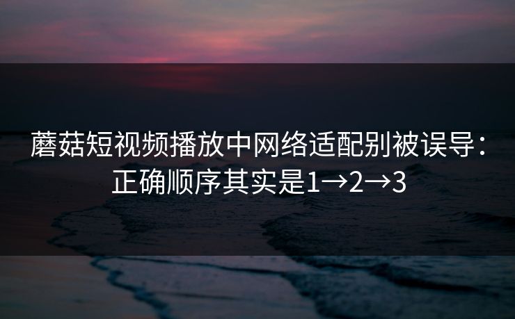 蘑菇短视频播放中网络适配别被误导：正确顺序其实是1→2→3
