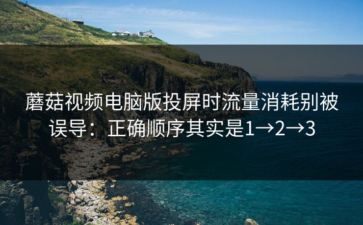 蘑菇视频电脑版投屏时流量消耗别被误导：正确顺序其实是1→2→3
