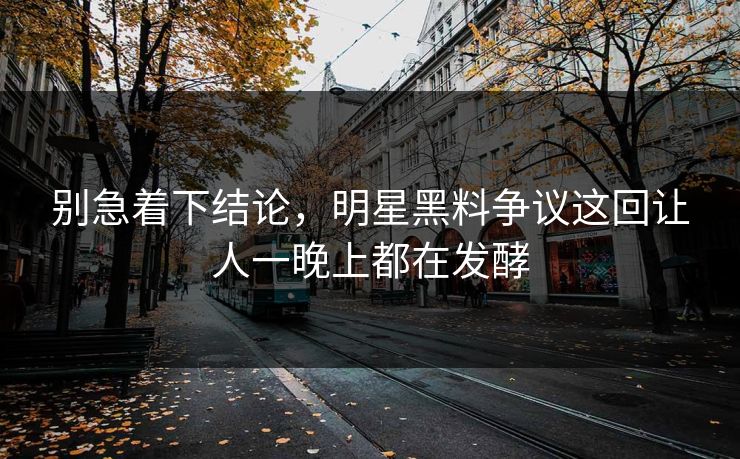 别急着下结论,明星黑料争议这回让人一晚上都在发酵 别急着下结论,明星黑料争议这回让人一晚上都在发酵